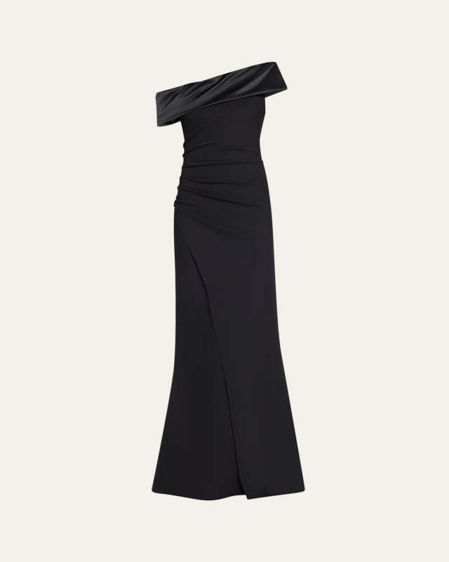 Koppany Ruched One-Shoulder Jersey Trumpet Gown